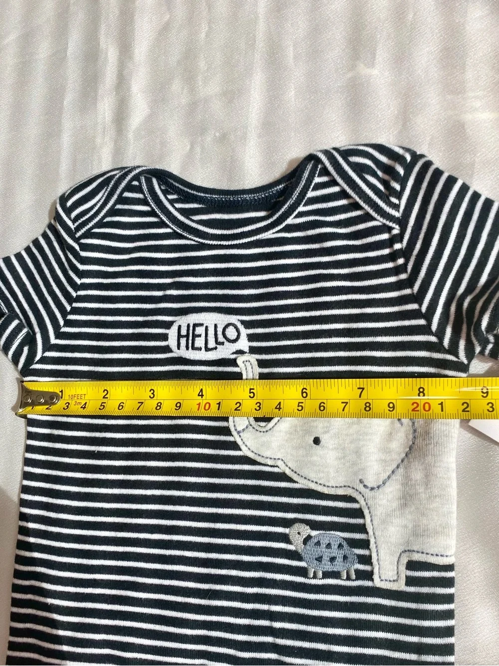 Child of mine Black and White Striped Elephant One-Piece Bodysuit Size 3-6months
